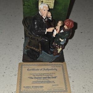 Norman Rockwell Doctor and Child Figurine in Black, Red, Green, Blue, Cream